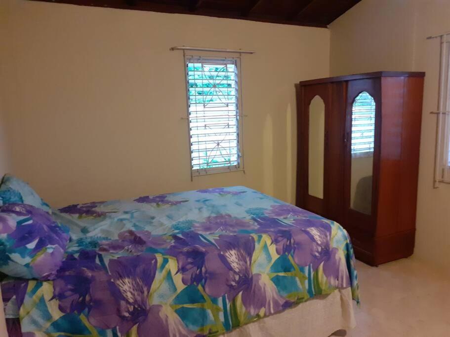 a bedroom with a bed and a dresser and a window at D'RESORT WAKE UP AND LIVE YAH in Spanish Town