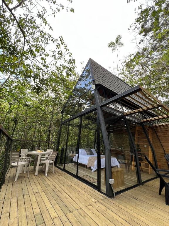 Balkón nebo terasa v ubytování Silvery Refugio Natural