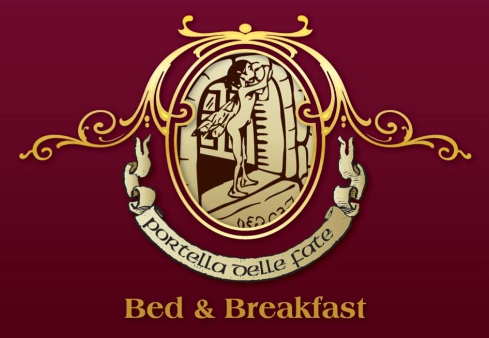 ein Logo für ein Bed & Breakfast mit einem Mann im Spiegel in der Unterkunft Portella delle Fate in Sora