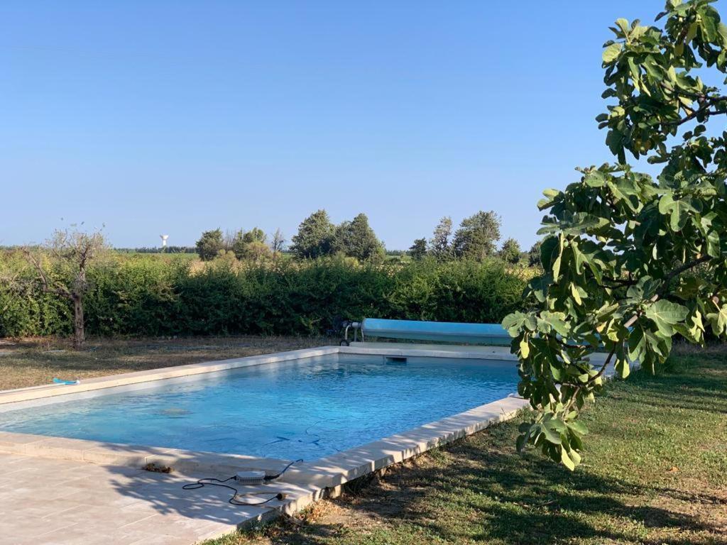 una piscina con panchina in un cortile di Domaine Arbaud a Redessan