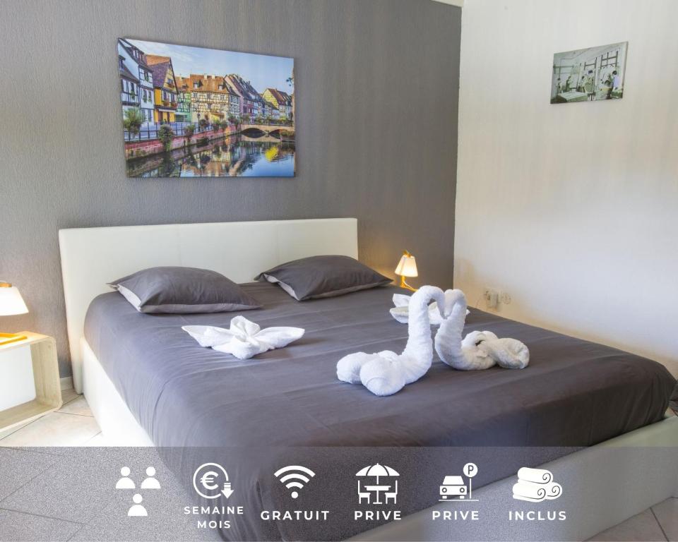 Легло или легла в стая в Le Cocon appart avec parking privé & terrasse