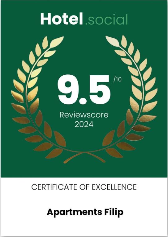 Certifikát, hodnocení, plakát nebo jiný dokument vystavený v ubytování Apartments Filip