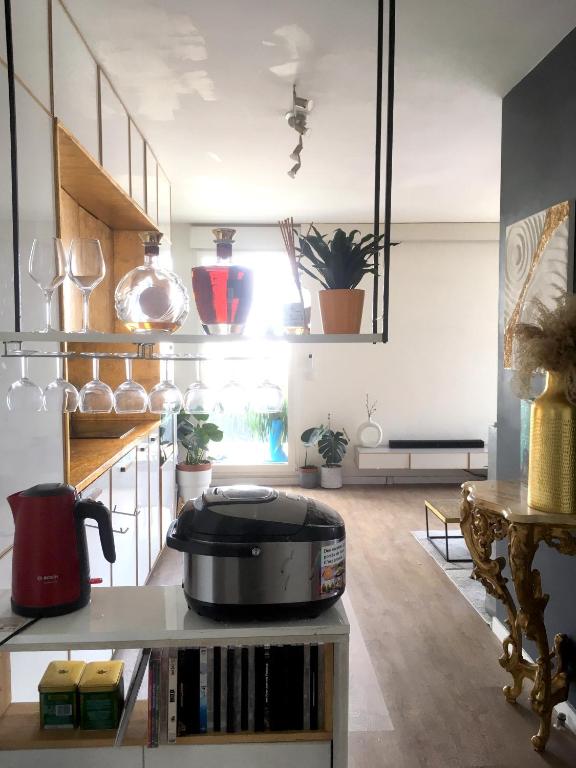 Kuchyň nebo kuchyňský kout v ubytování Chambre privée dans un roof-top unique vue 360°