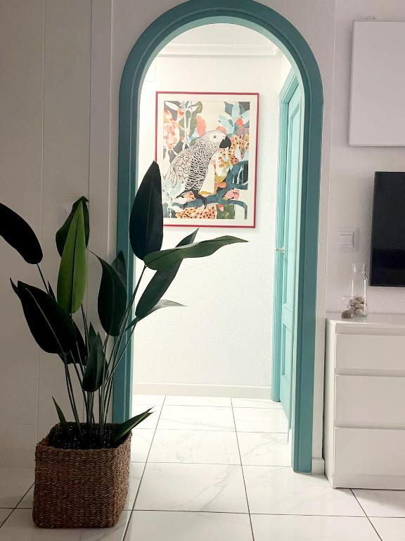Televízia a/alebo spoločenská miestnosť v ubytovaní Apartament Casa Milo playa Los Locos