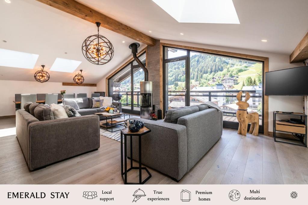 Posezení v ubytování Ozigo penthouse Les Gets - by EMERALD STAY