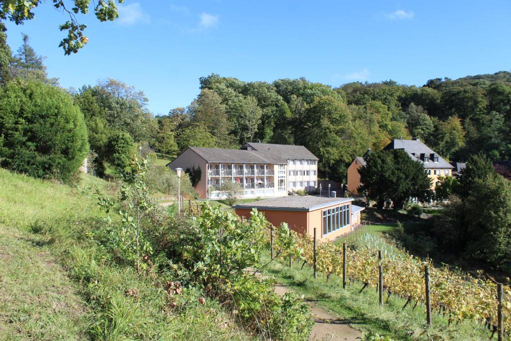 una casa en un viñedo con una valla en JUFA Hotel Königswinter/Bonn en Königswinter