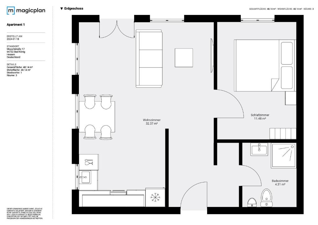 Půdorys ubytování Apartment 1