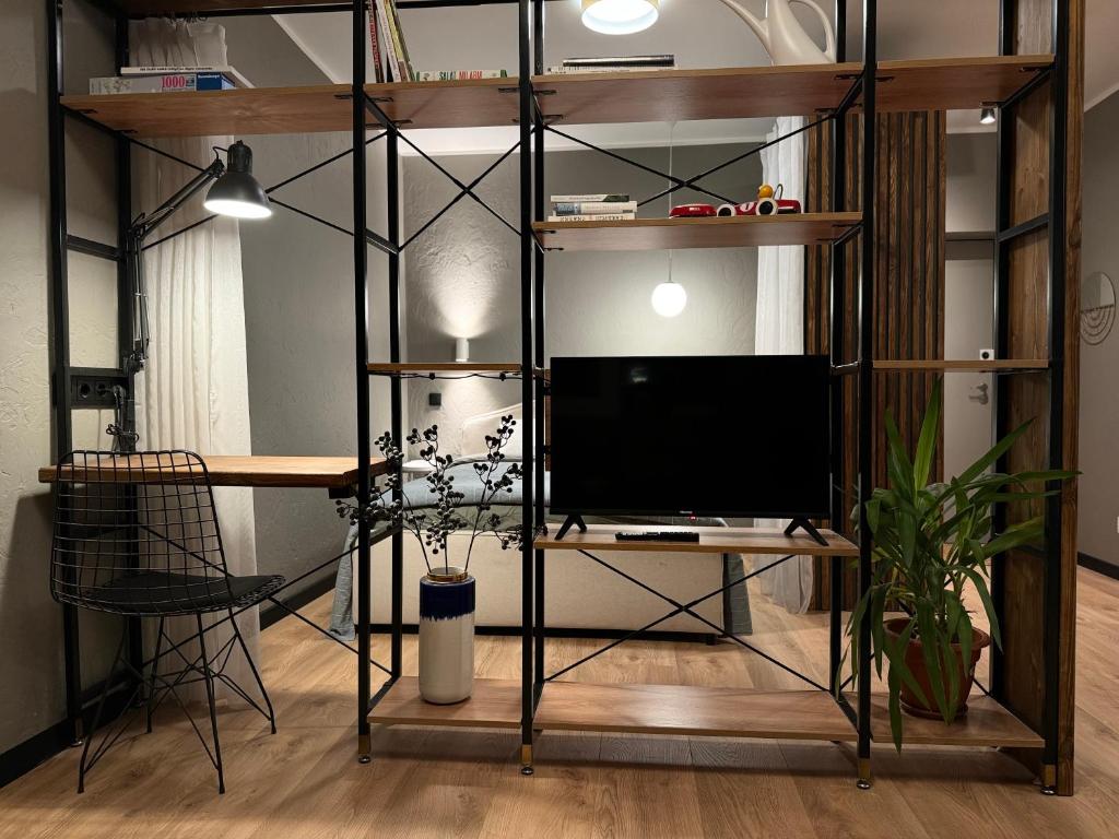 Grey studio in Maardu的电视和/或娱乐中心