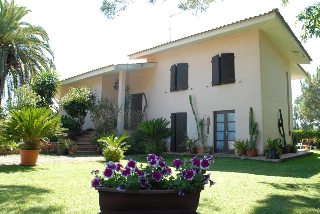 a house with flowers in front of it at B&B Fra e Fe in Arborea