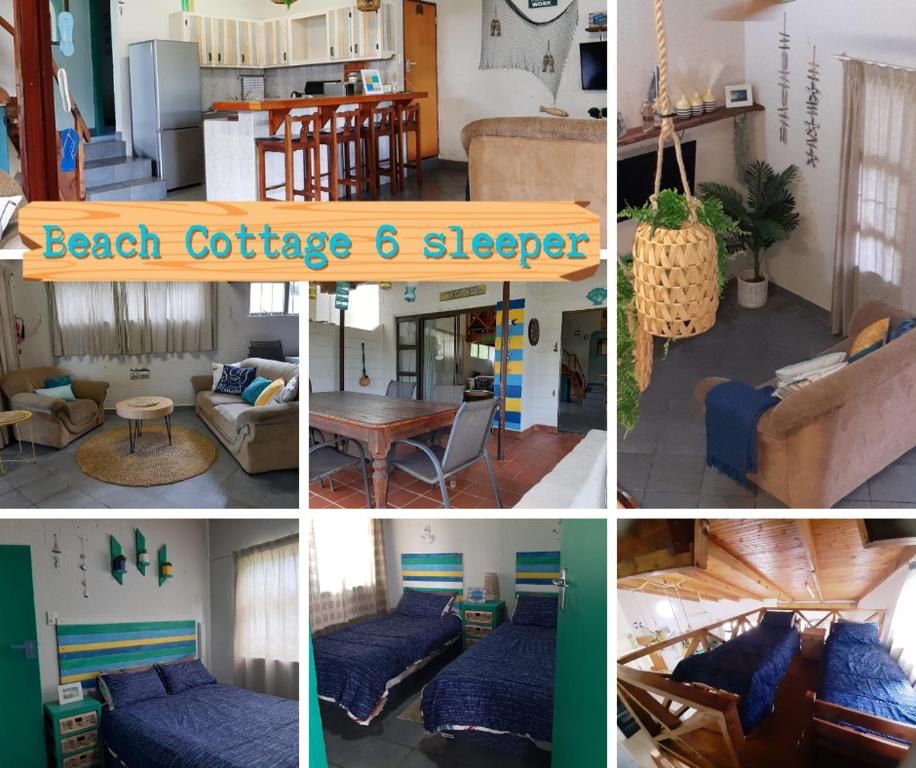 un collage de fotos de una cabaña de playa durmiente en Beach Cottage - Hole in the Wall Resort, en Hole in the Wall