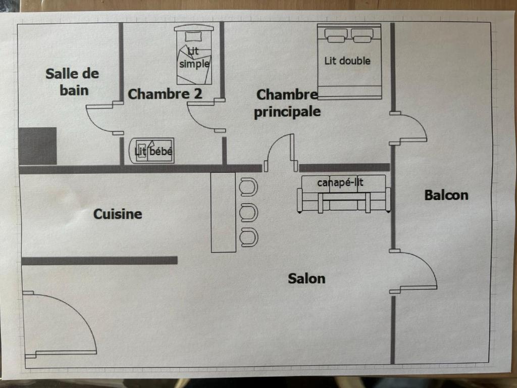 a drawing of a floor plan of a house at Belle chambre Champs-Élysée in Paris