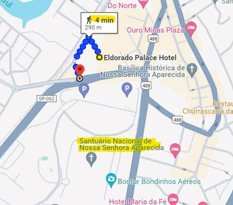 un mapa de la ubicación aproximada de la mezquita en Apê a 4 min da Basílica, en Aparecida