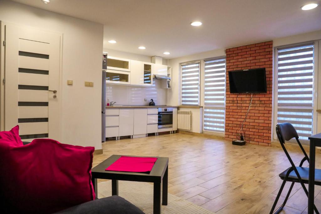 Η κουζίνα ή μικρή κουζίνα στο Apartament dla pracowników Katowice