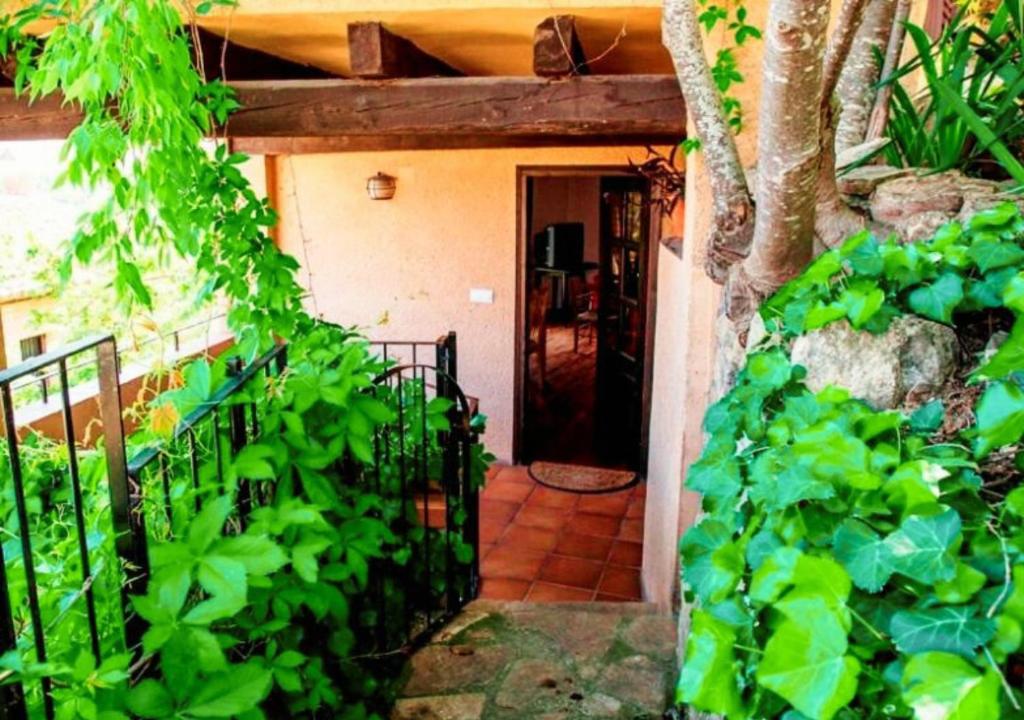 una entrada a una casa con una valla y un árbol en Cal Martí en Montsonis
