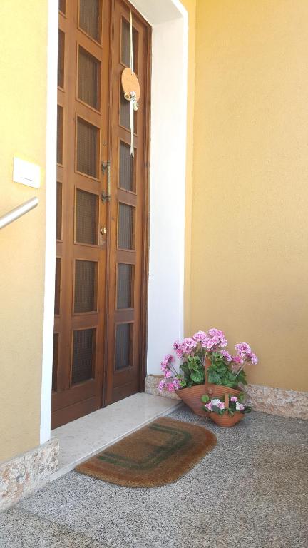 une porte avec une plante en pot devant elle dans l'établissement Chiara Apartment, à Mestre