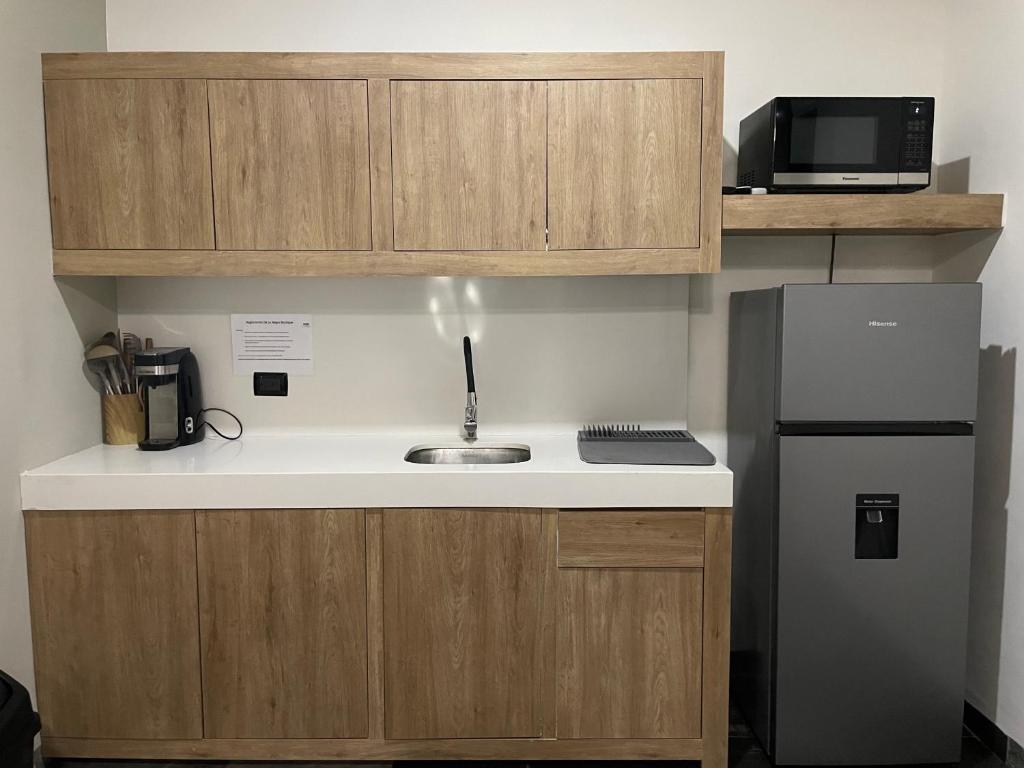Kuchyň nebo kuchyňský kout v ubytování Hotel Suites La Negra