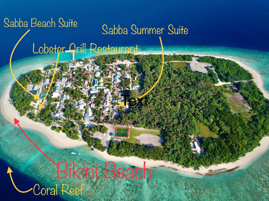 a map of a small island in the ocean at Sabba Summer Suite , Fodhdhoo in Fodhdhoo