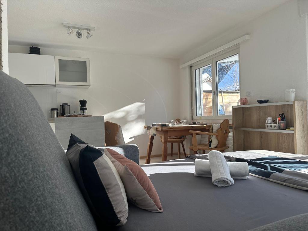 Kuchyň nebo kuchyňský kout v ubytování Chasa Stefania, modernes Engadiner Haus mit Wellness und Sauna