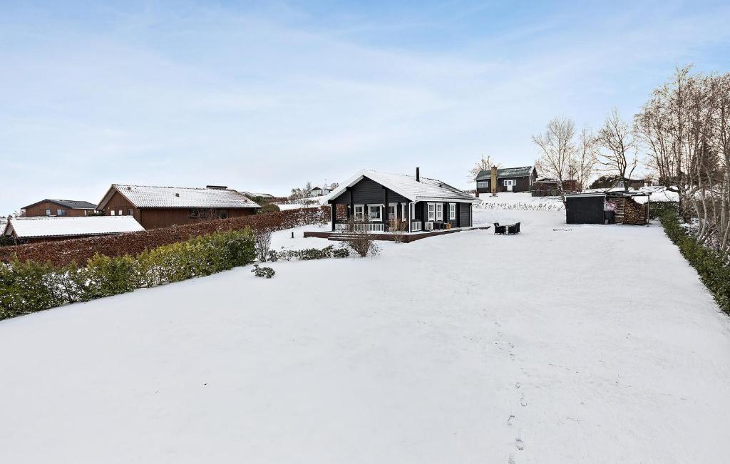 un vialetto coperto di neve con una casa sullo sfondo di 3 Bedroom Amazing Home In Frederiksvrk a Frederiksværk