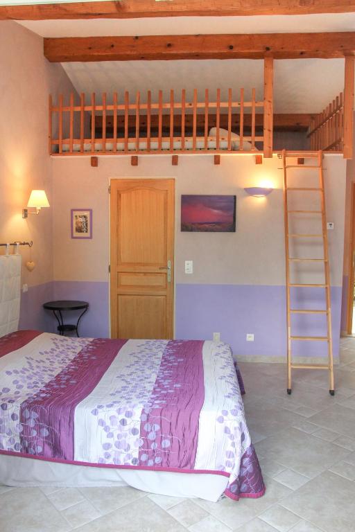 une chambre avec un lit superposé et une échelle dans l'établissement Chambres d'Hôtes Carpe Diem, à Callian