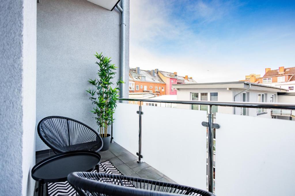 Balkón nebo terasa v ubytování Exklusive Apartments in Kieler City