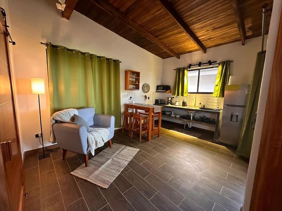 畢哈瓜的住宿－Cabañas Areno Lodge，带沙发的客厅和厨房