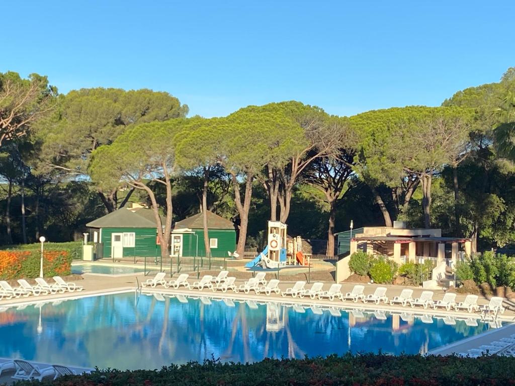 Majoituspaikassa Domaine Valescure Appartement 1 ou 2 pieces vue jardin ou piscine tai sen lähellä sijaitseva uima-allas
