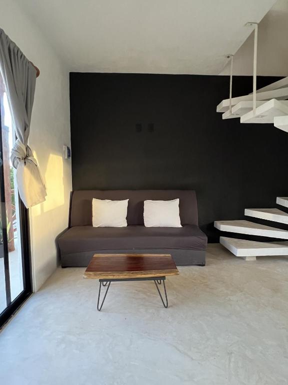 Zona de estar de Kin studios holbox