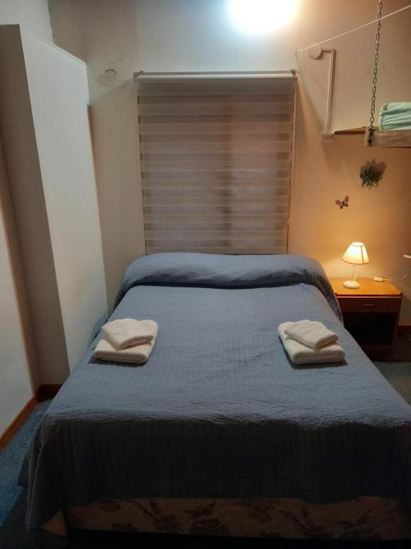 烏斯懷亞的住宿－La casa de Ana，一间卧室配有一张床,上面有两条毛巾