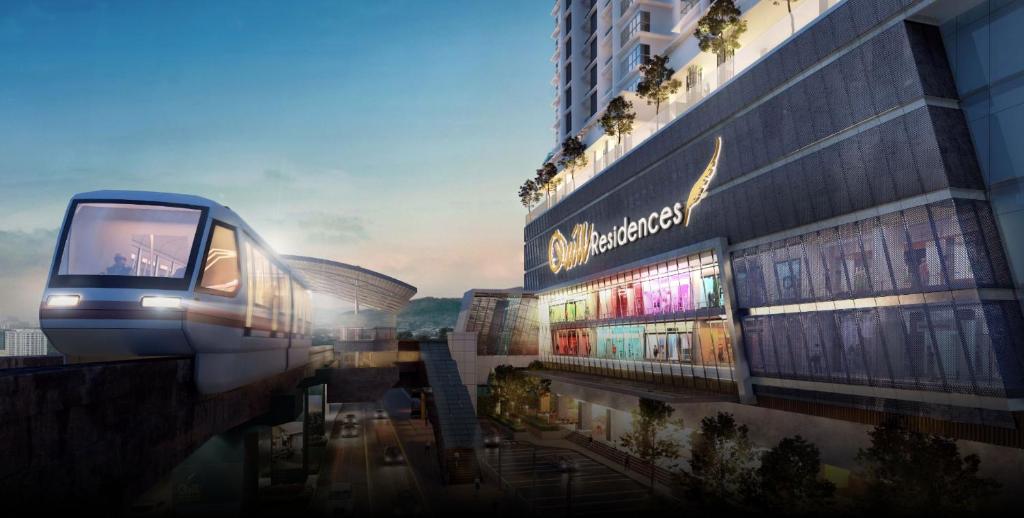 a rendering of a train on the side of a building at Designer Suite Quill Residence by Hausome in Kuala Lumpur