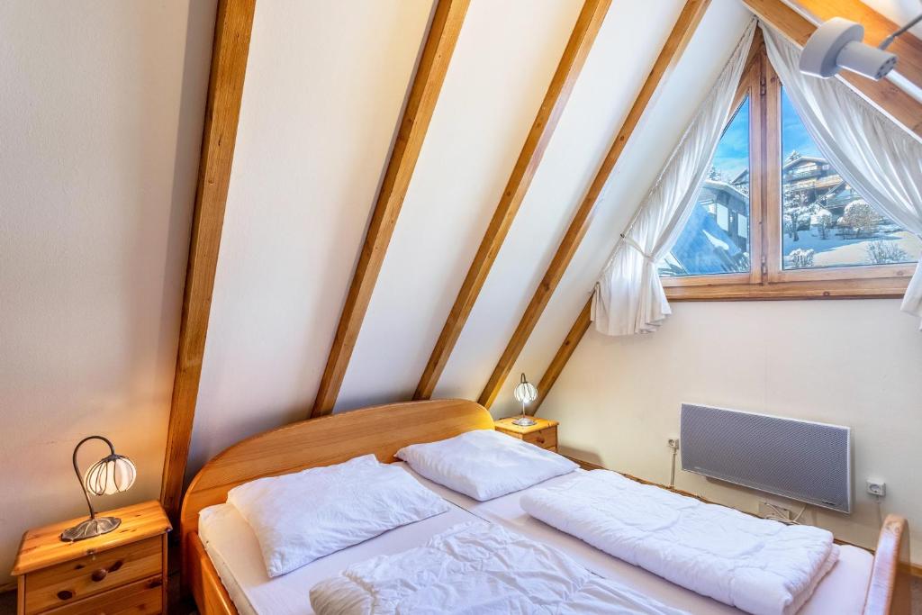 Postel nebo postele na pokoji v ubytování Ferienhaus Moritz