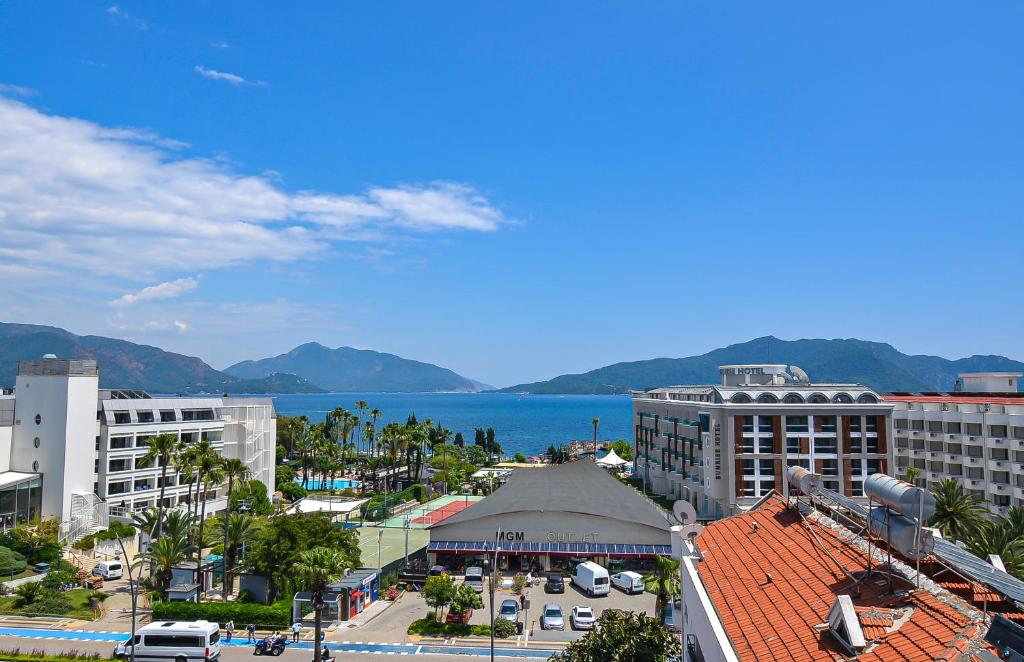 an aerial view of a city with the ocean at BERRY BELLA HOTEL in Marmaris
