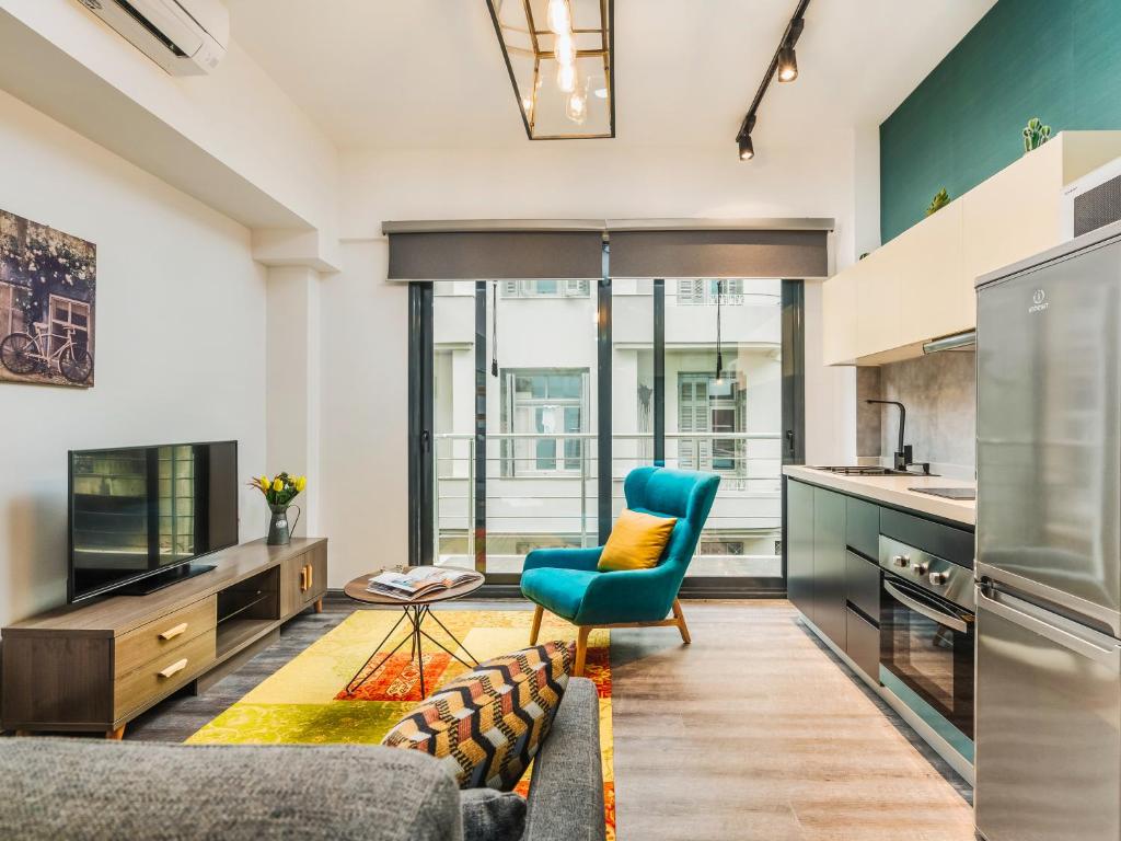 A seating area at Kula apartments City center Exarchia