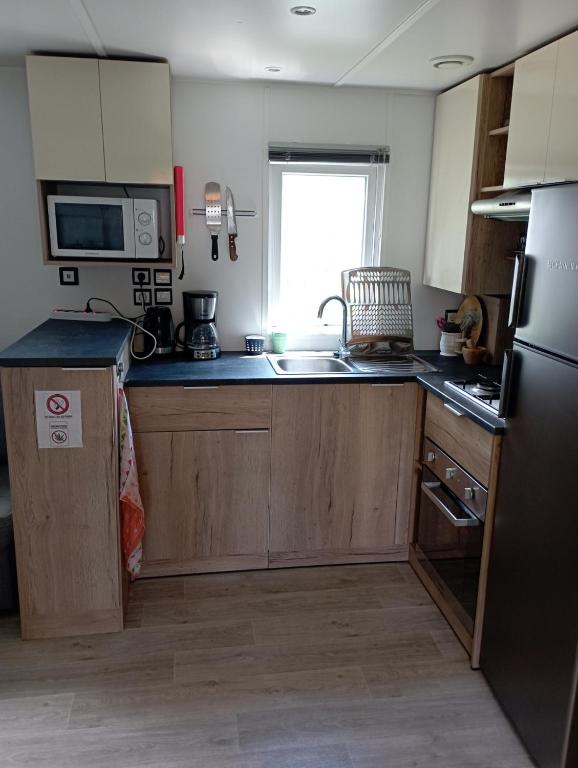Kuchyň nebo kuchyňský kout v ubytování mobile home for you Les Rives de Condrieu
