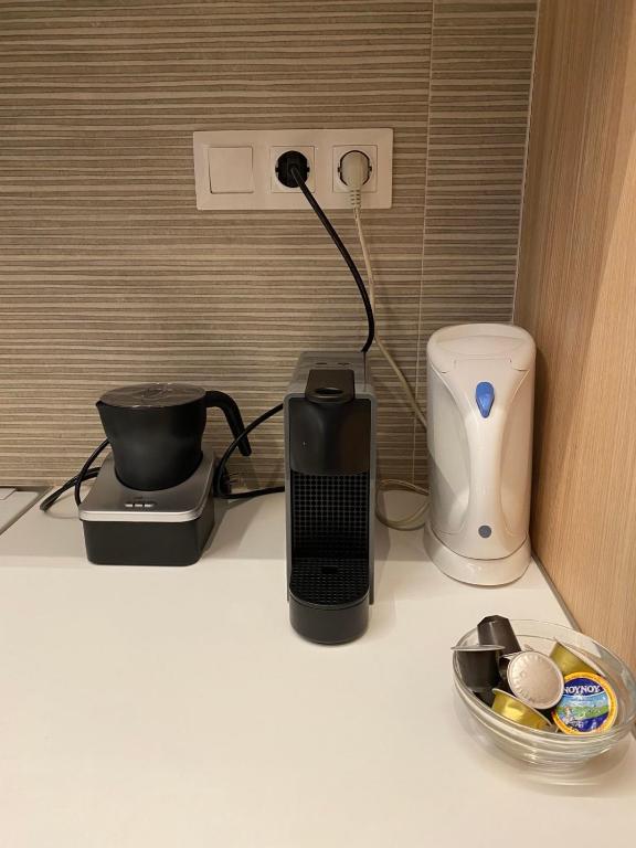 Coffee and tea making facilities at Nice 1BD apartment close to metro station Ampelokipoi