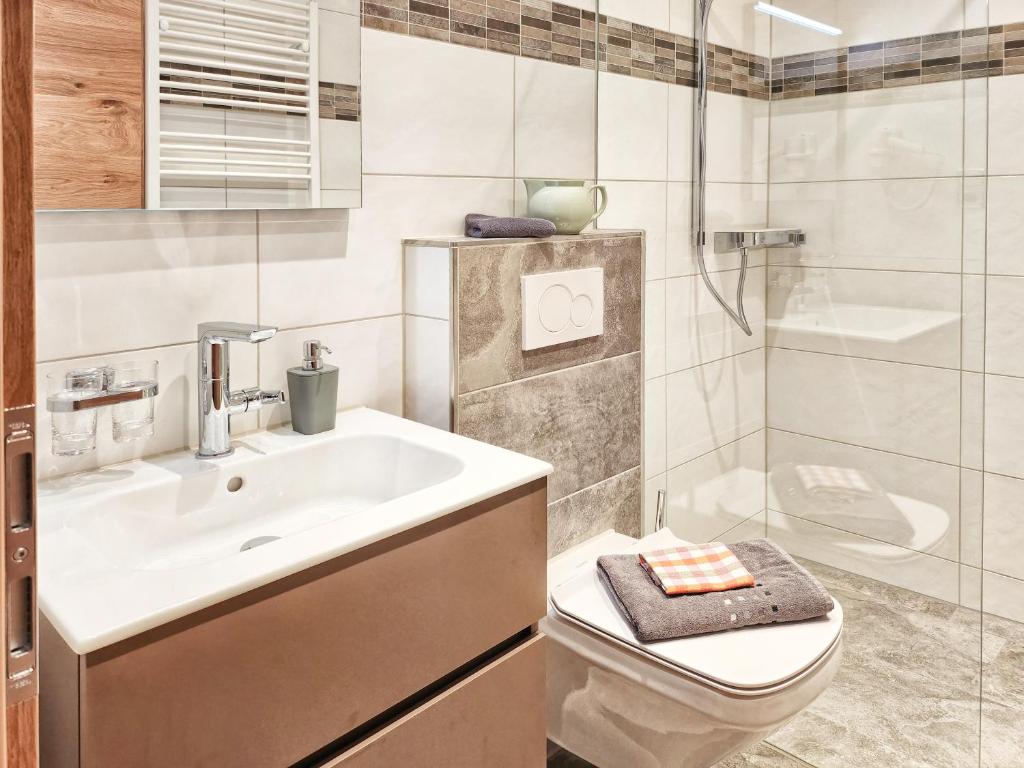 Koupelna v ubytování Appartements & Chalets Wiesenruh