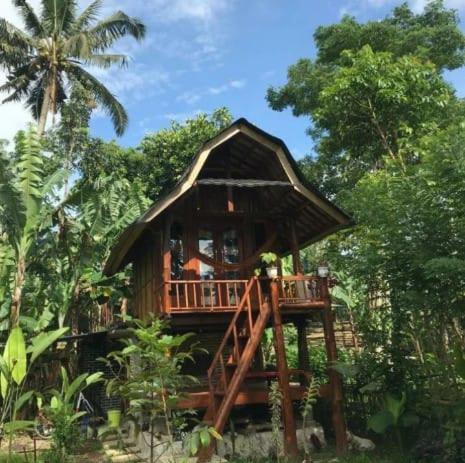 una piccola capanna in mezzo a una foresta di Moksha glamping a Tetebatu