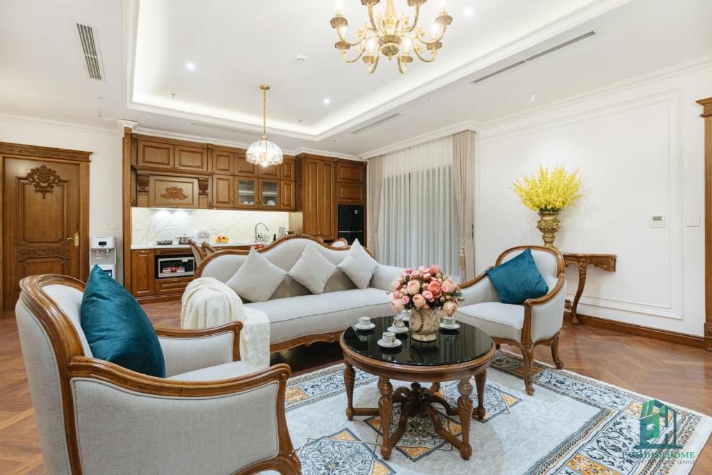 Kuchyň nebo kuchyňský kout v ubytování Luxe Paradise Suite Hotel Trich Sai
