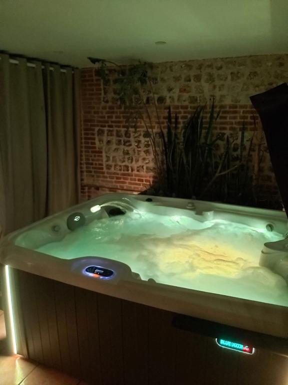 a large jacuzzi tub in a room with at Le R'Epi Normand Chambres d'hôtes et Spa in Ourville-en-Caux