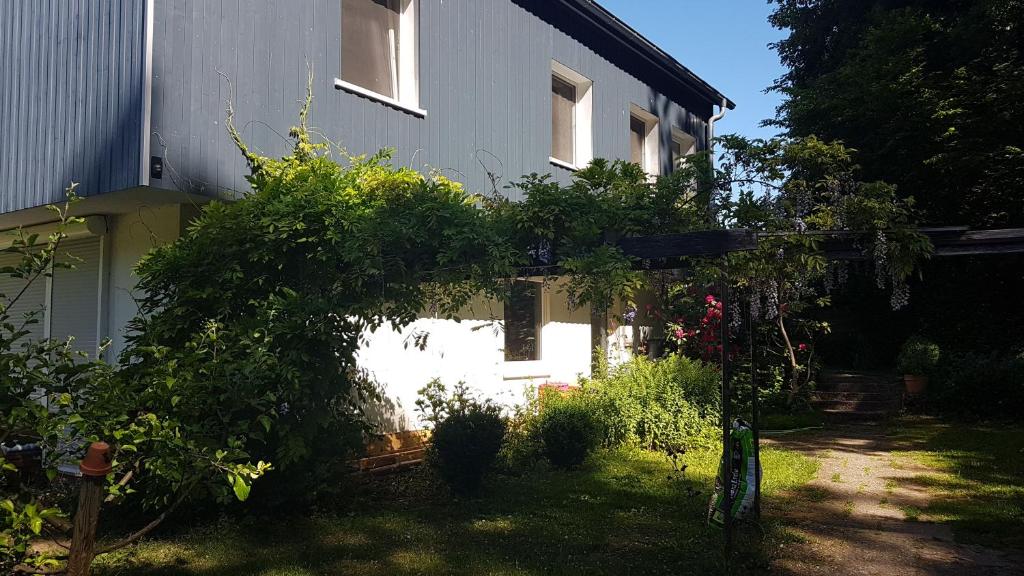 een huis met een tuin ervoor bij Ruhige Ferienwohnung „Südhang“ direkt am Wald in Bad Arolsen