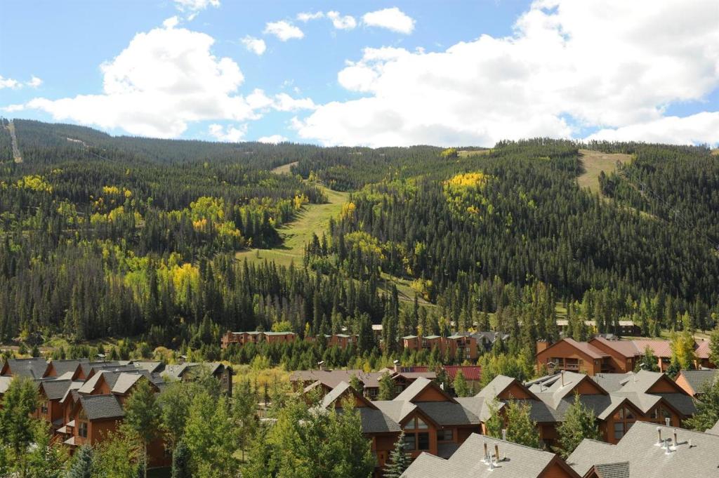 an aerial view of a town with a mountain at Gateway Mountain Lodge, A Vail Resorts Property in Keystone