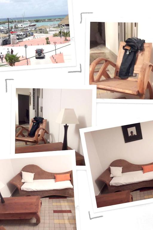 a collage of photos of a living room with a couch at Appartement d&#39;une chambre avec terrasse amenagee a Grand Bourg in Grand-Bourg