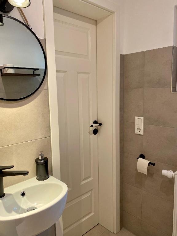 Koupelna v ubytování Appartements am alten Bahnhof in Fehrbellin Check in mit Schlüsselbox