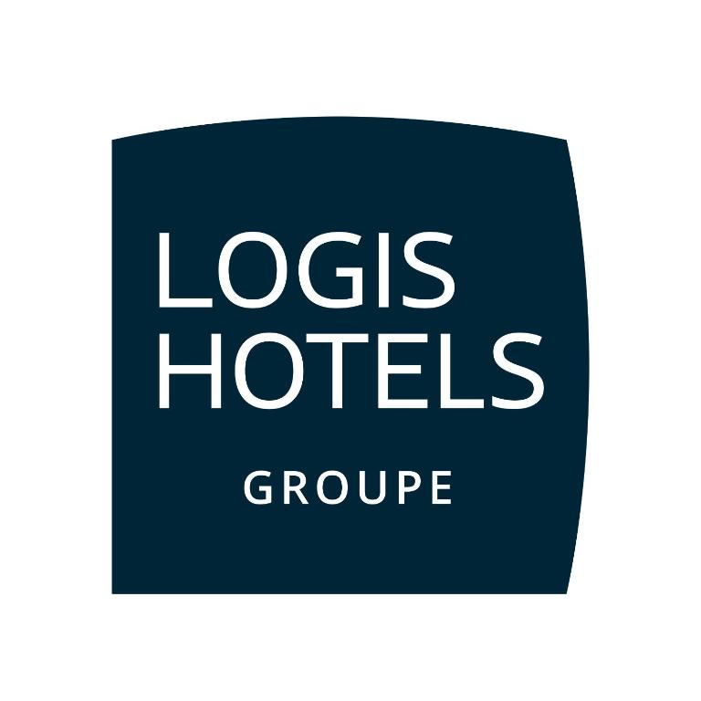 a sign that reads logs hotels groupe at Logis Le Saint Hubert in Haybes