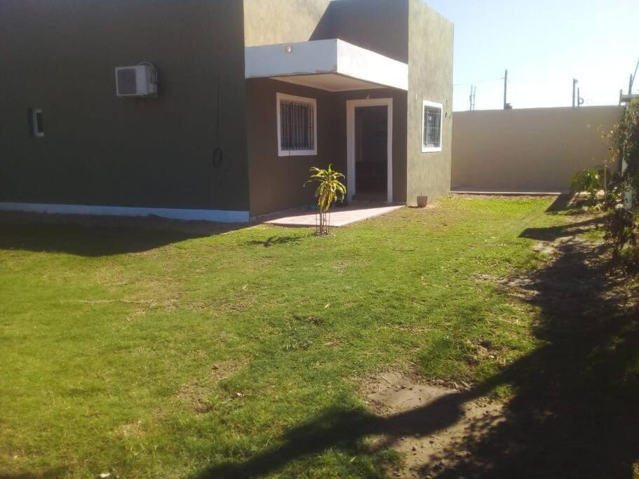 哥雅的住宿－Casa - Dos habitaciones，房子旁边的院子中的小棕榈树