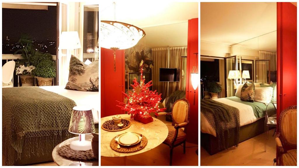LE FORTUNY - 3 Suites, 2 apparts, 1 chambre - proche TRAM ligne aéroport et parking gratuit - 阳台的双人间