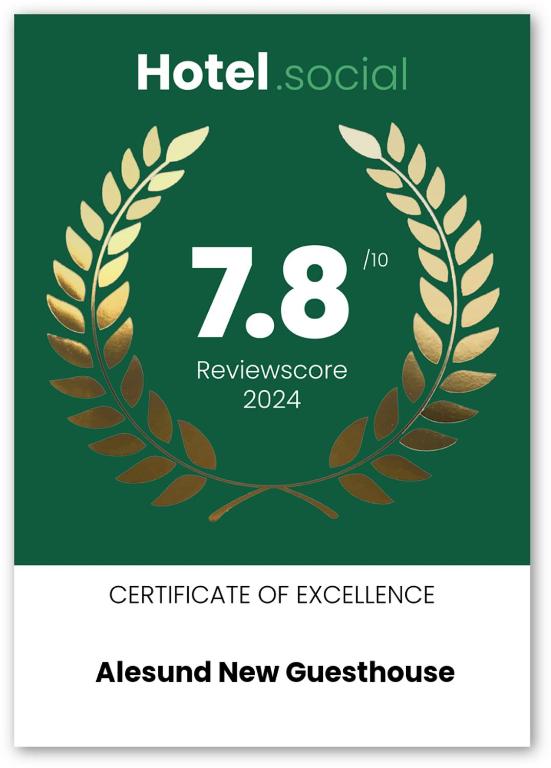 Certifikát, hodnocení, plakát nebo jiný dokument vystavený v ubytování Ålesund New Guesthouse