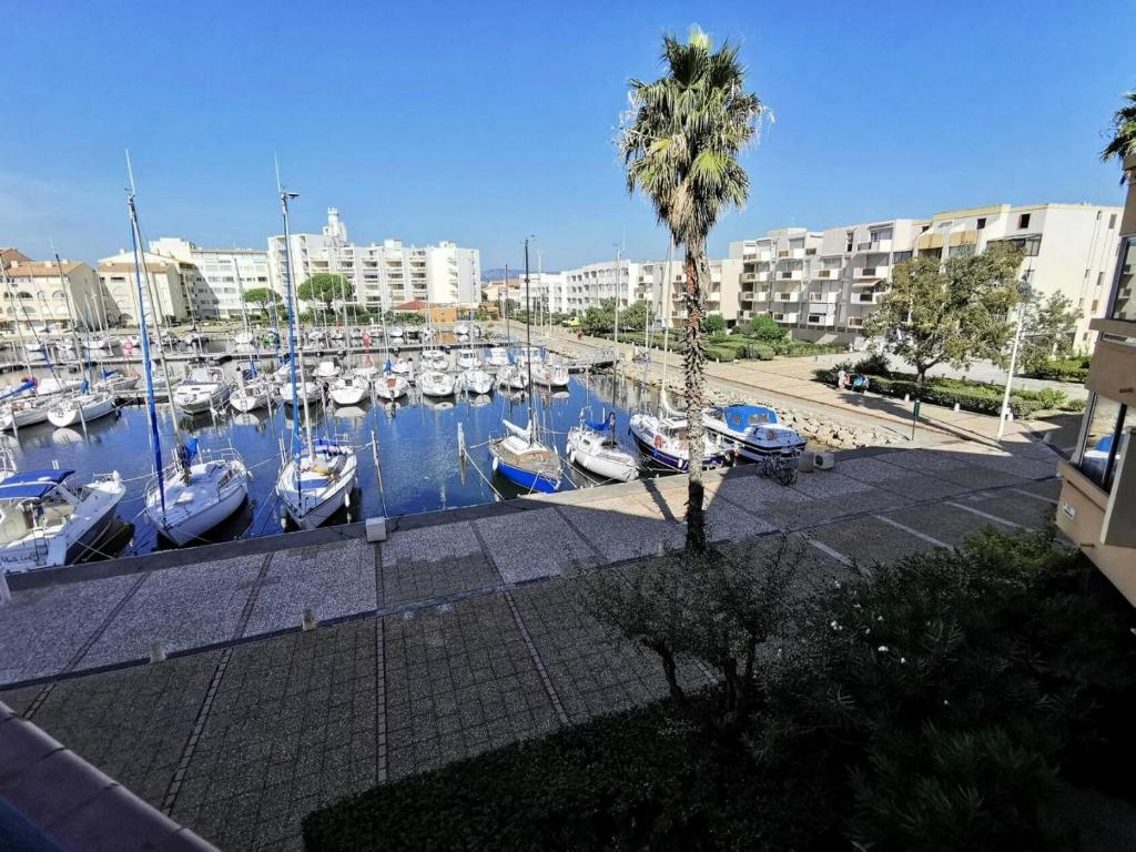 un groupe de bateaux amarrés dans un port de plaisance dans l'établissement Résidence Karukera - 2 Pièces 4 couchages PORT LEUCATE MAE-3134, à Port-Leucate