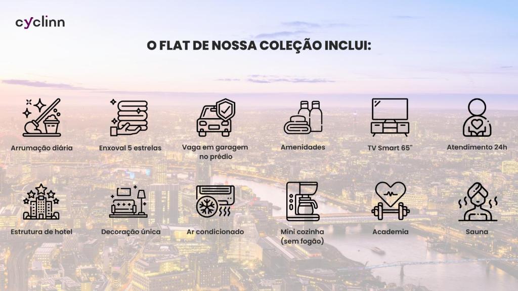 a map of a city with icons at Cyclinn Jesuíno Arruda Itaim in São Paulo
