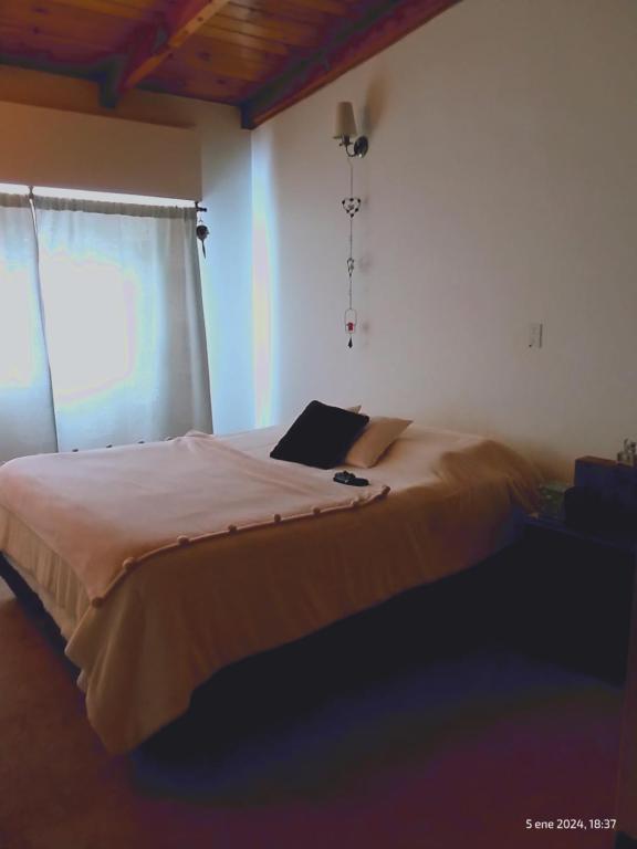 a bedroom with a large bed with a window at Casa en el centro in Río Grande